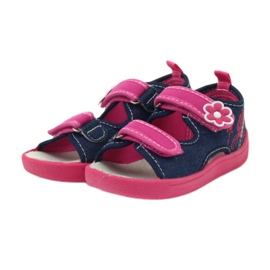 American Club Sandálias americanas sapatos infantis palmilha de couro rosa azul marinho 3