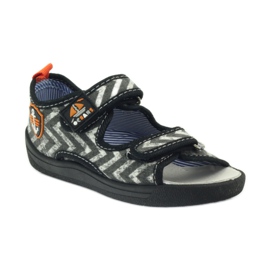 American Club Sandálias americanas sapatos infantis palmilha de couro preto laranja cinza 1