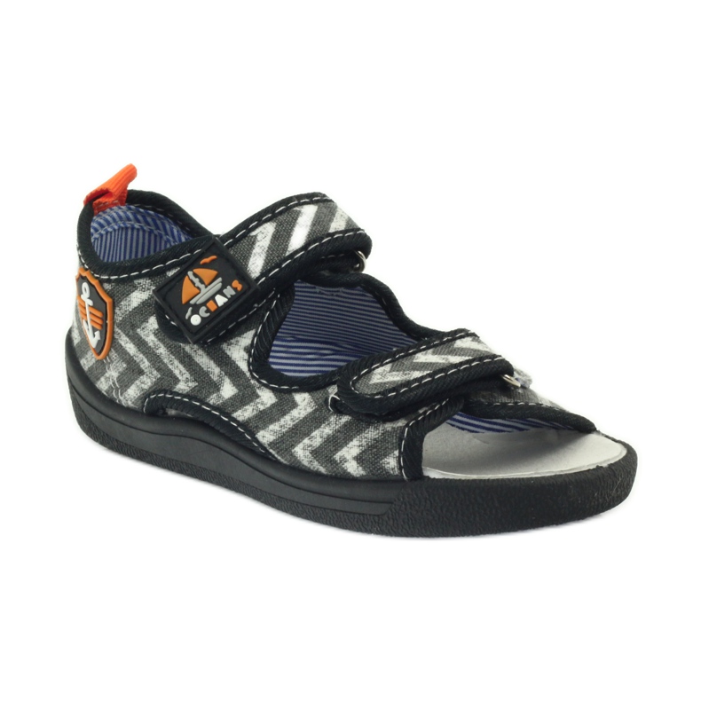 American Club Sandálias americanas sapatos infantis palmilha de couro preto laranja cinza 1