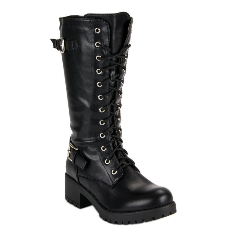 Seastar Botas pretas com cadarço preto 1