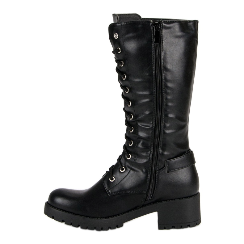 Seastar Botas pretas com cadarço preto 2