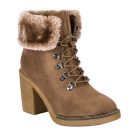 Seastar Botas de renda com pelo castanho 1