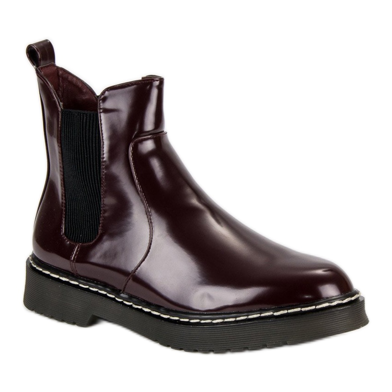 Small Swan Botas Chelsea laqueadas vermelho 1