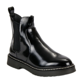 Small Swan Botas Chelsea laqueadas preto 1