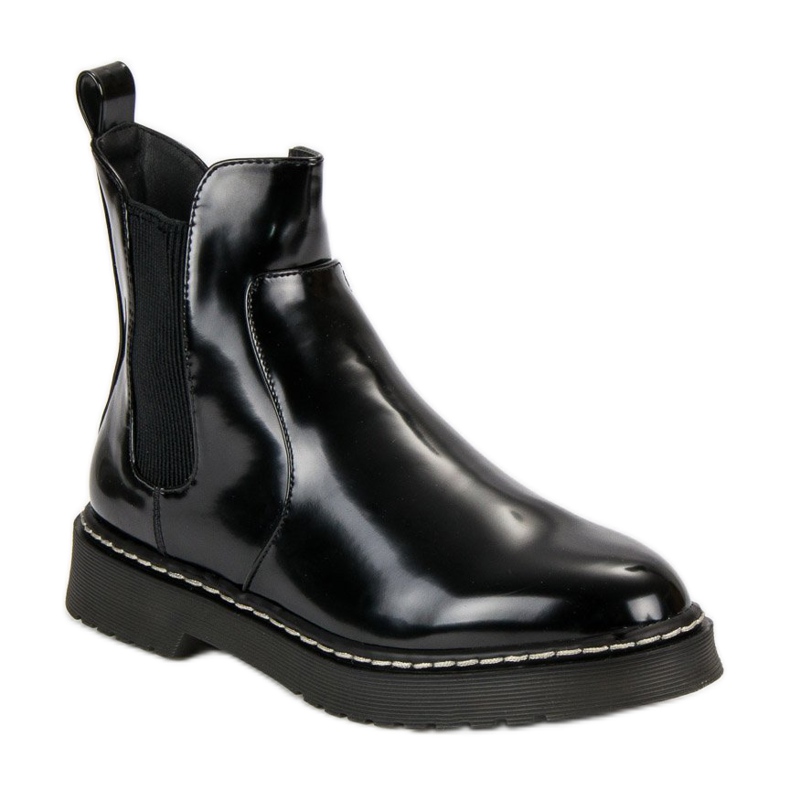 Small Swan Botas Chelsea laqueadas preto 1