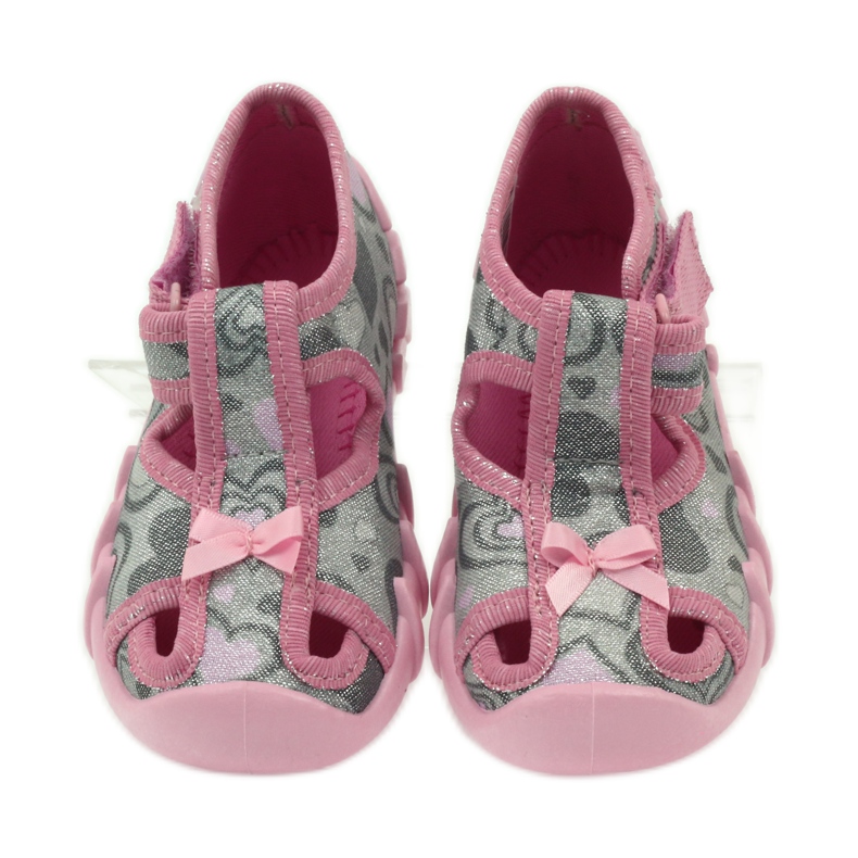 Chinelos Befado 190P084 fio brilhante cinza rosa 4