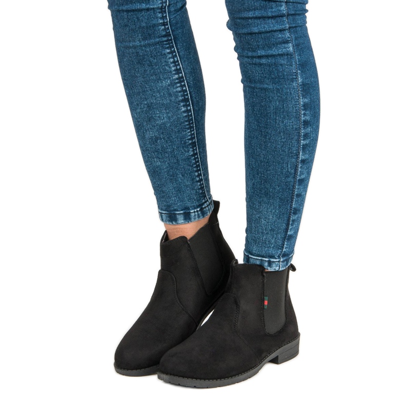 Lady Fashion Botas de cano curto de camurça preto 1