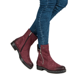 Bota bordô de couro, VINCEZA vermelho 2