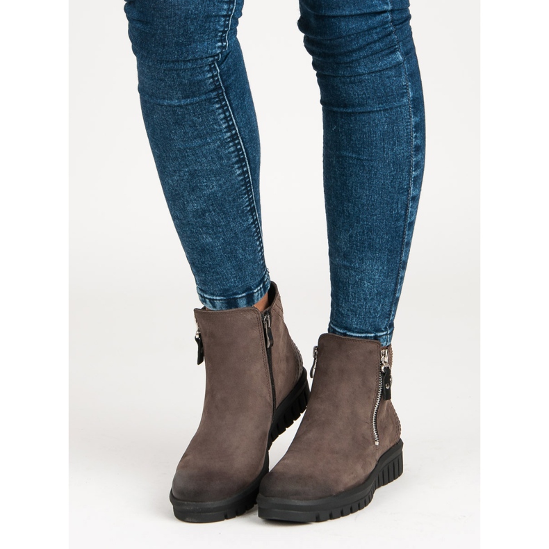 Botas baixas no zíper VINCEZA marrom 1