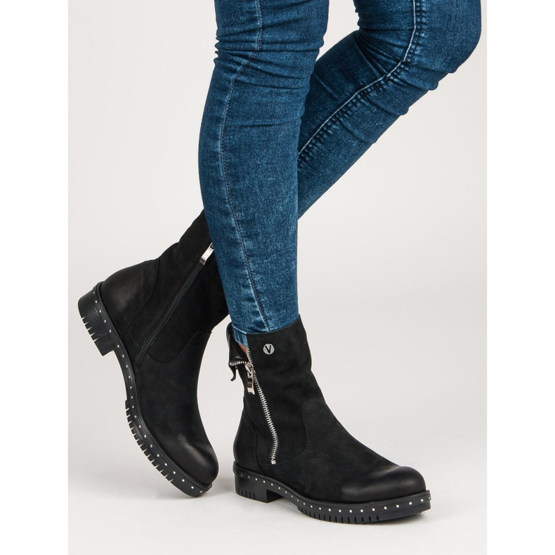 Botas VINCEZA em pele preta preto 2