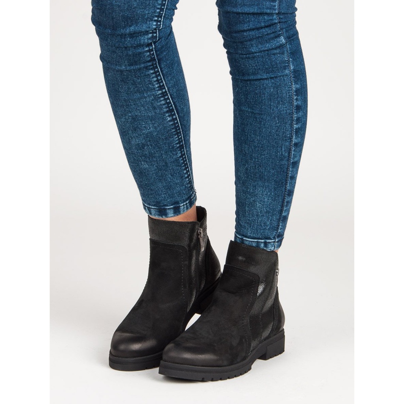 Botas de couro VINCEZA confortáveis preto 1