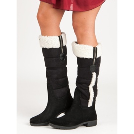 Botas quentes de camurça preto 1