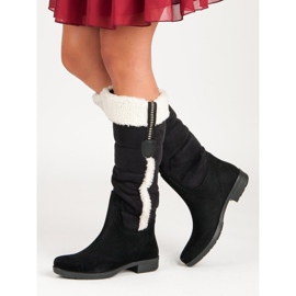 Botas quentes de camurça preto 2