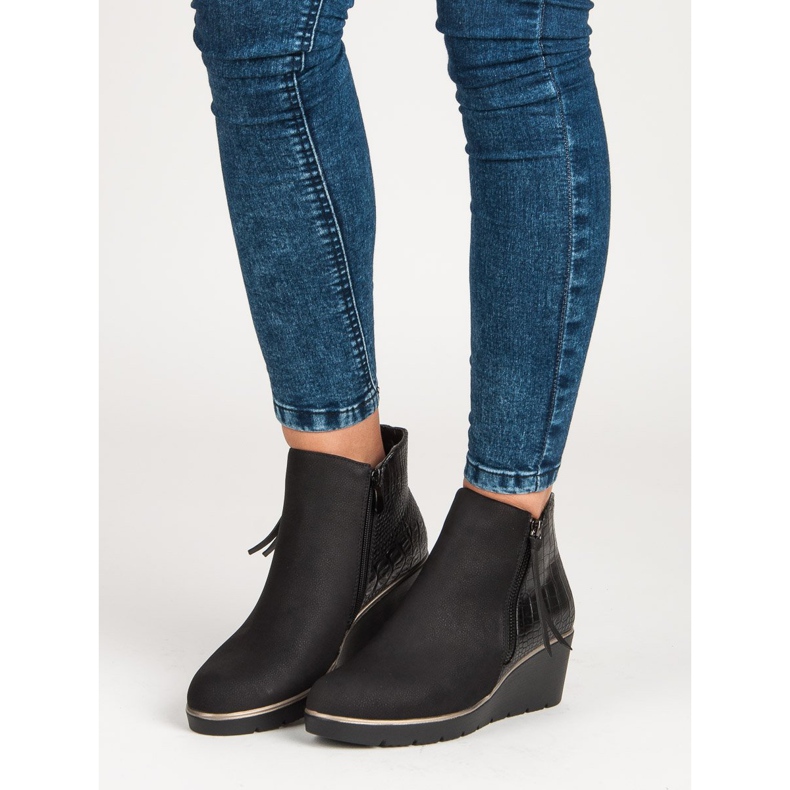 Filippo Botas pretas de cunha preto 1