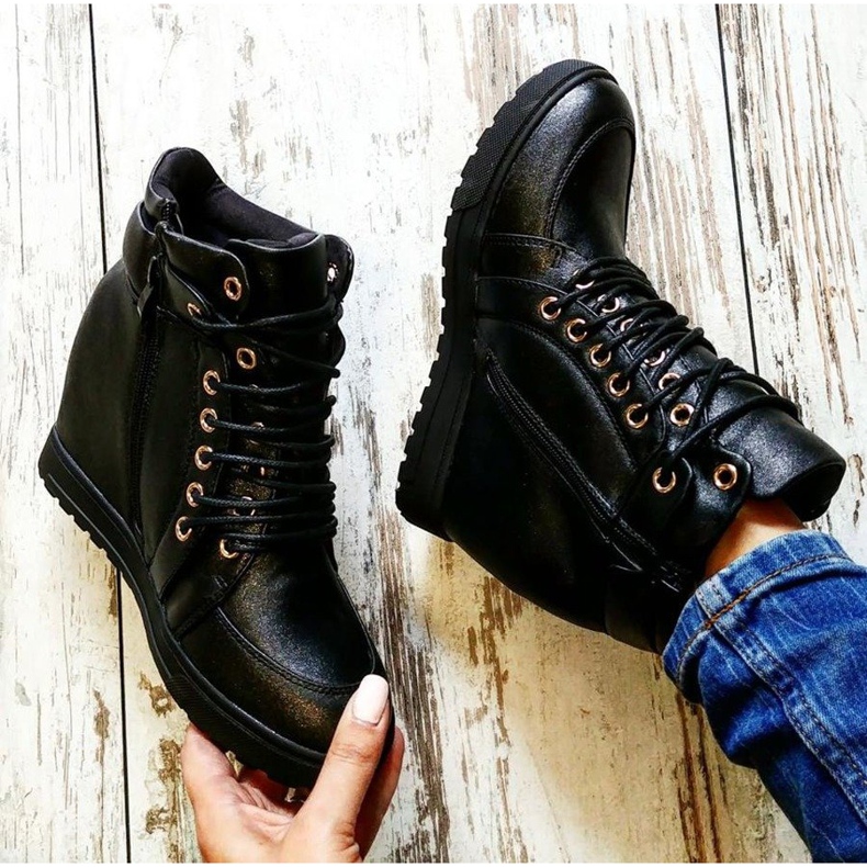 J. Star Tênis estilosos com amarração preto 1