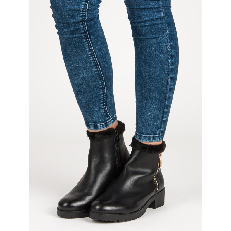 J. Star Botas da moda com pele preto 1