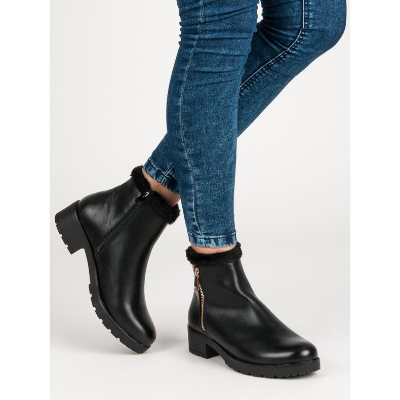 J. Star Botas da moda com pele preto 2