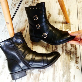 J. Star Botas femininas clássicas preto 1