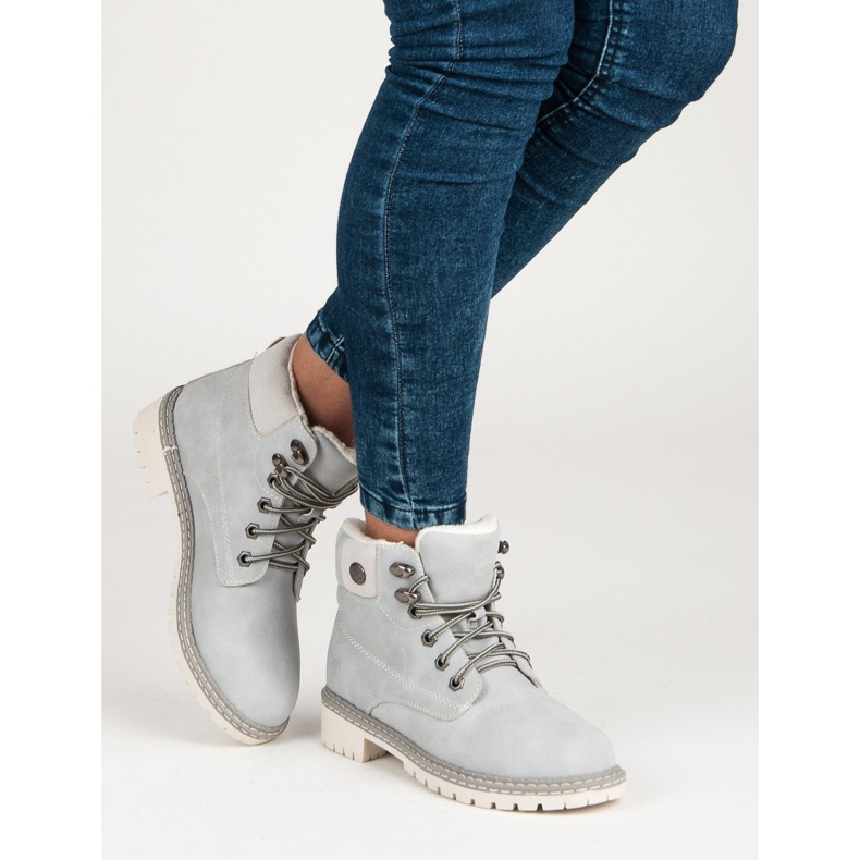 Filippo Botas cinzentas com casaco de pele de carneiro cinza 2