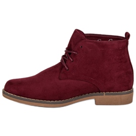 Botas de cano baixo amarradas vermelho 1