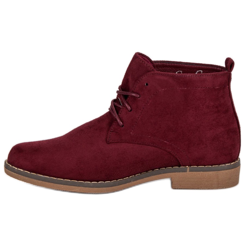 Botas de cano baixo amarradas vermelho 1