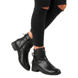 J. Star Botas femininas com amarração preto 2
