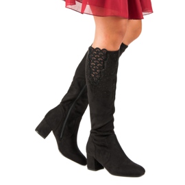 Botas elegantes de salto alto preto 2