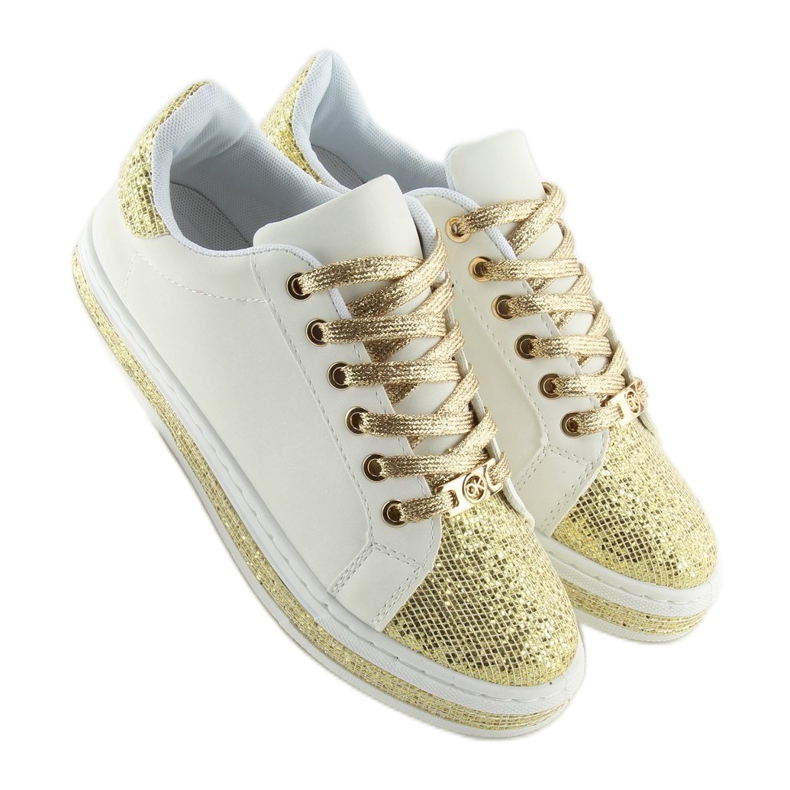 Tênis feminino branco e dourado BK-81 BRANCO / OURO 2
