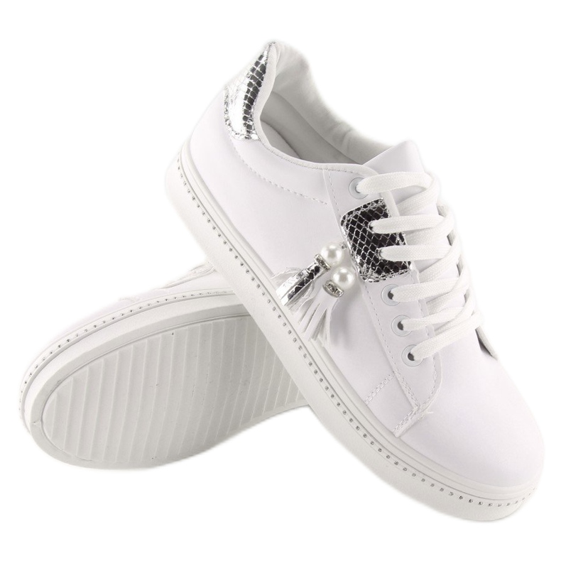Tênis feminino branco e prata 88038 BRANCO / PRATA 2