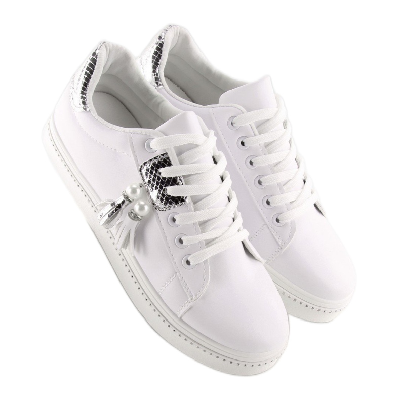 Tênis feminino branco e prata 88038 BRANCO / PRATA 1