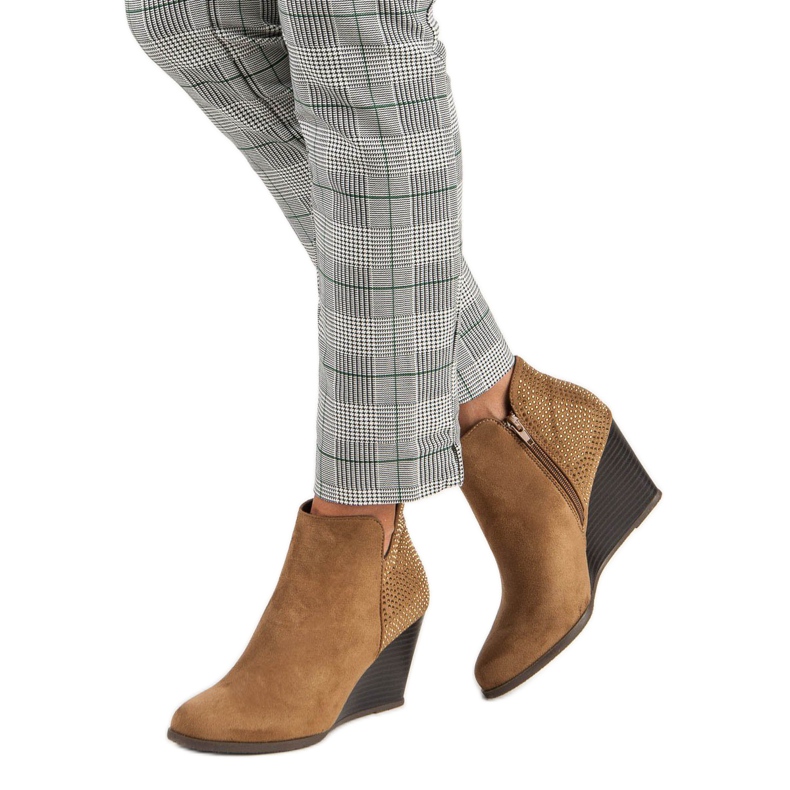 Corina Botas de cunha elegantes marrom 1