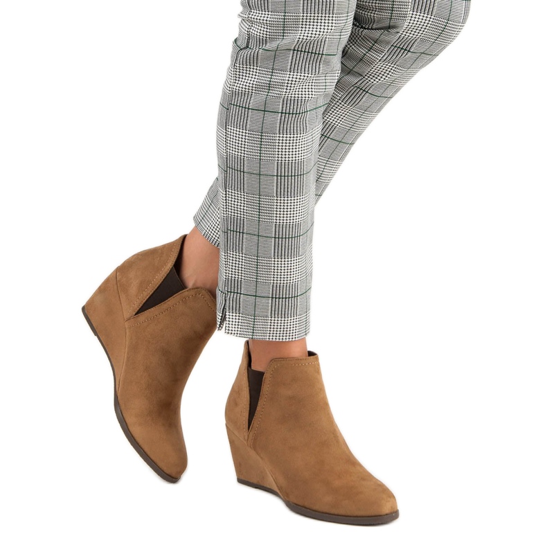 Corina Botas de cunha de camelo castanho 1