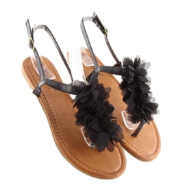 Sandálias pretas com flores CK36P Preto 2