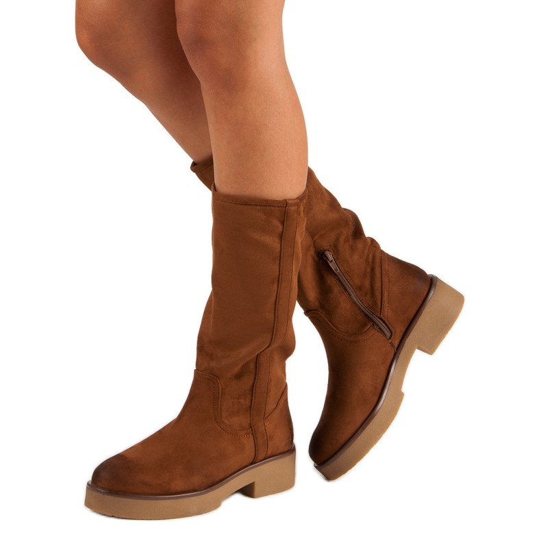 Corina Botas de camurça femininas castanho 2