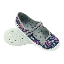 Sapatos infantis Befado, chinelos de bailarina 114y311 azul marinho rosa cinza 3