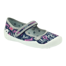 Sapatos infantis Befado, chinelos de bailarina 114y311 azul marinho rosa cinza 1