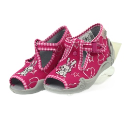 Sapatos infantis Befado 213p105 chinelos cinza rosa 4