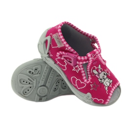 Sapatos infantis Befado 213p105 chinelos cinza rosa 3