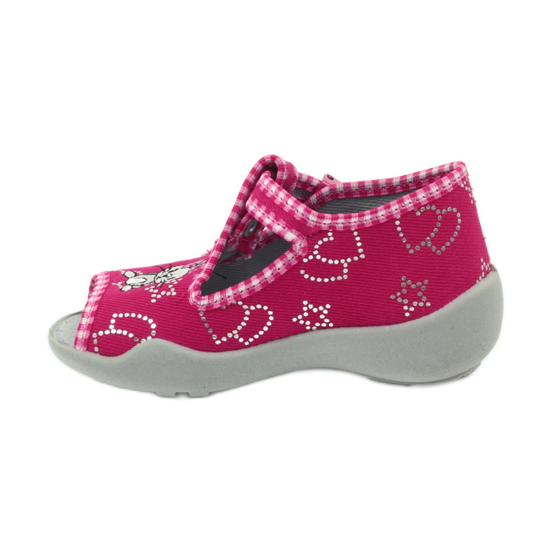 Sapatos infantis Befado 213p105 chinelos cinza rosa 2