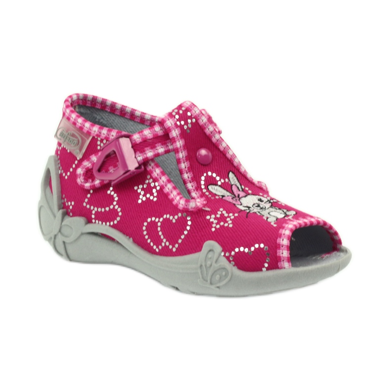 Sapatos infantis Befado 213p105 chinelos cinza rosa 1