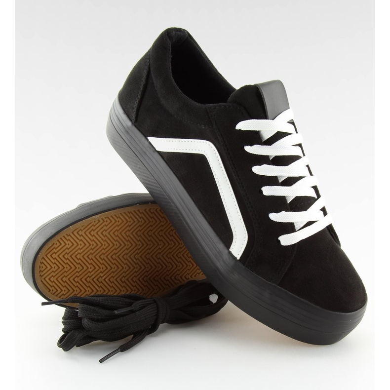 Tênis preto de sola alta B318-16 Preto branco 2