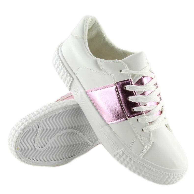 Tênis feminino branco e rosa M896 BRANCO / ROSA roxo 2