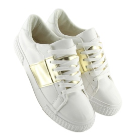 Tênis feminino branco e dourado M896 BRANCO / OURO amarelo 1