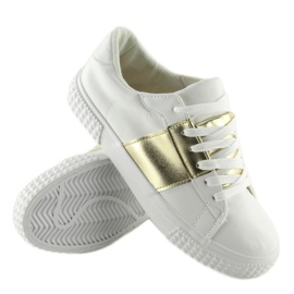 Tênis feminino branco e dourado M896 BRANCO / OURO amarelo 2