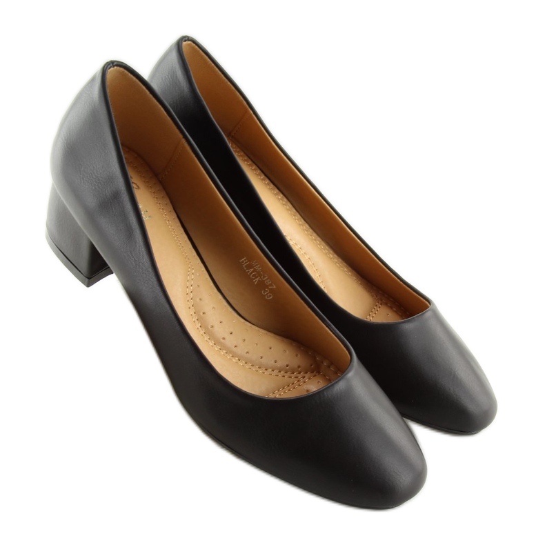 Black Pumps de salto baixo preto MM-387 Preto 2