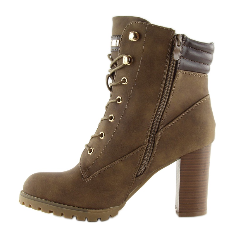 Botas de madeira de salto alto marrom S89 Khaki castanho 1