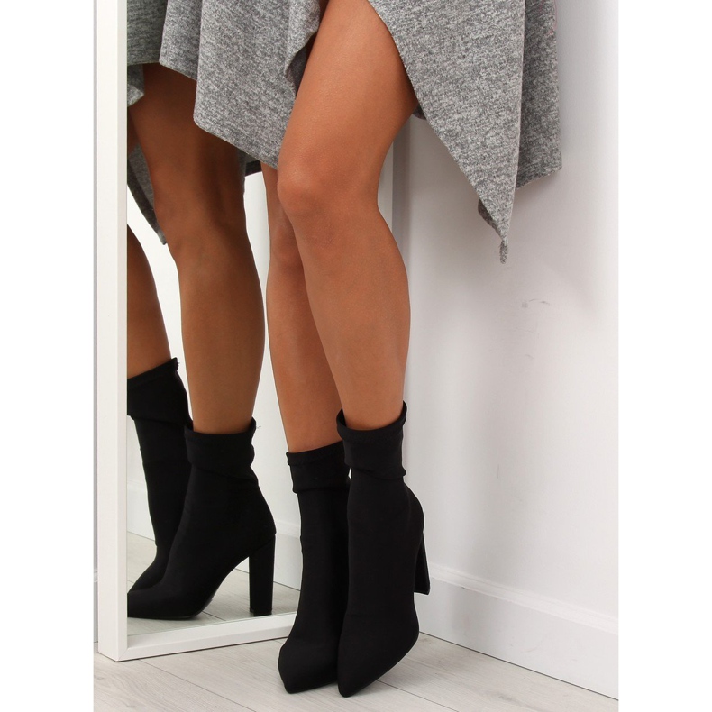 Botas pretas de neoprene de salto alto NS028P preto 1 Botas pretas de neoprene de salto alto NS028P preto 1