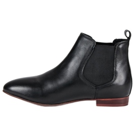 Botas femininas de couro Chelsea preto 1