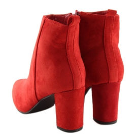 Botas de tornozelo vermelhas com salto estável vermelho 1