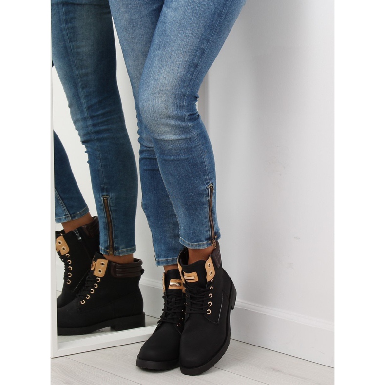 Botas de madeira pretas femininas ZH788 pretas preto marrom 2